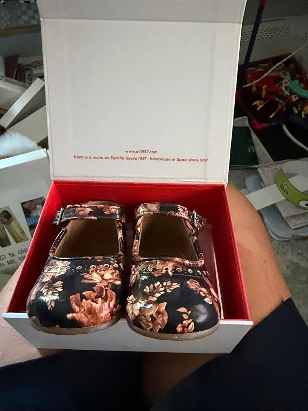 Bensimon Black Floral Buckle Baby Boots